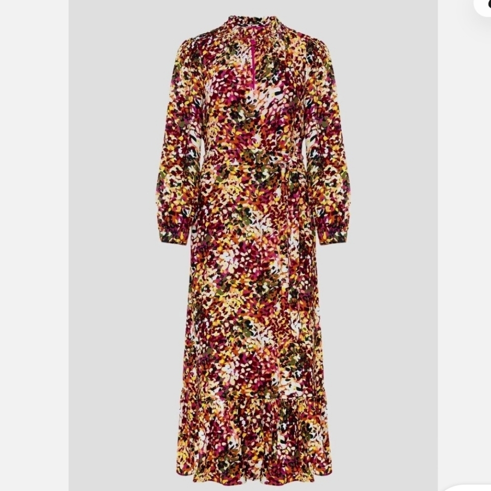HOBBS LONDON CAMELLIA FLORAL MIDI DRESS HIGH NECK SIZE 8 - Picture 4 of 16
